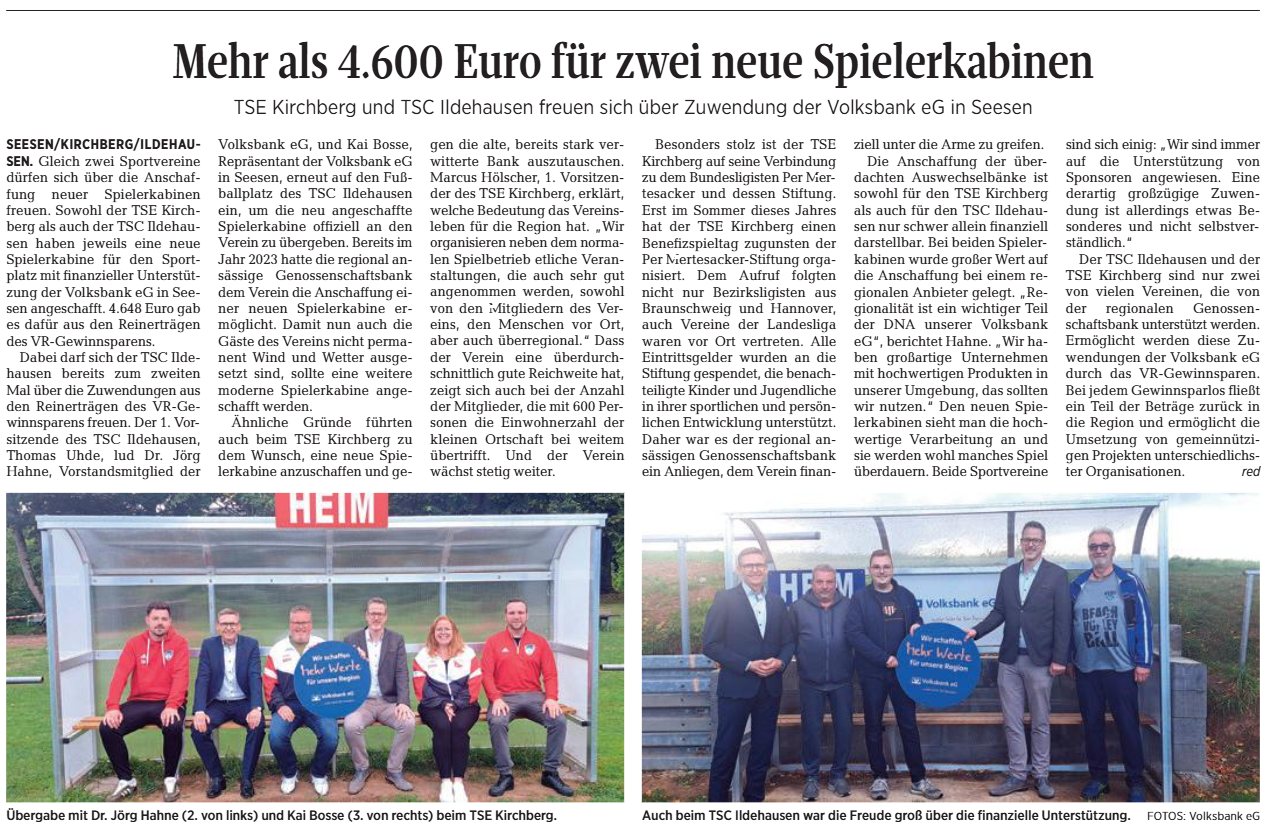 Wir bedanken uns bei den Volksbanken für die tolle Unterstützung