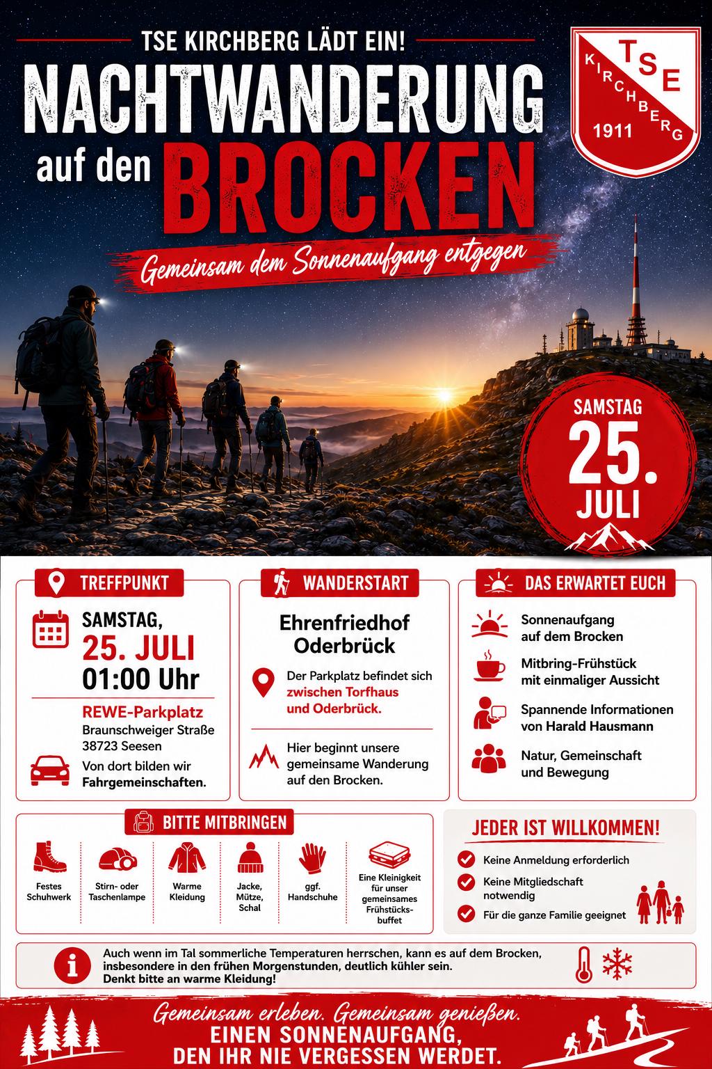🌙✨ Dem Sonnenaufgang entgegen – Nachtwanderung auf den Brocken! ⛰️